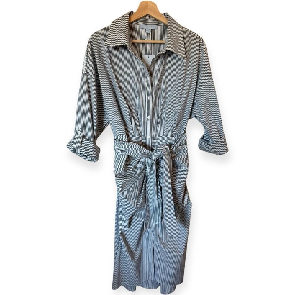 Antonio Melani Striped Roxanne Pleated Tie Sash Dress